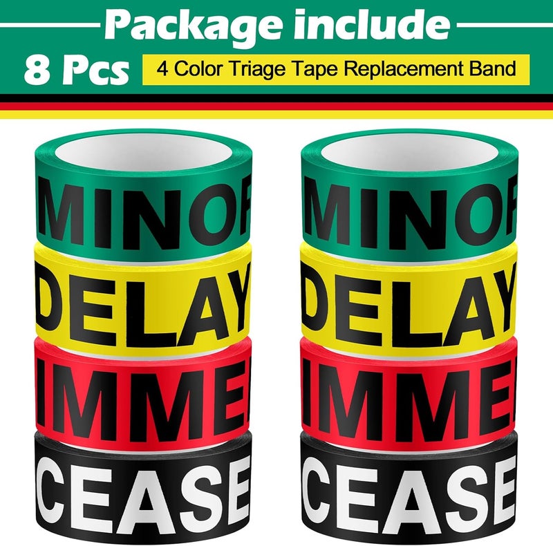 Innconee Triage Tape Kit 8 Rolls Emergency Medical Tapes (Black/red/Yellow/Green) for First Aid, Casualty Tagging & Incident Response, Deceased/immediate/Delayed Marking Bands, 1.5" x 200ft - Image 5